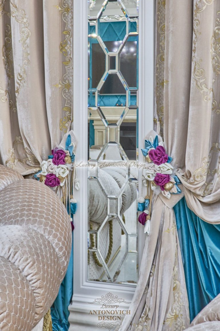 Розкішні штори в класичному стилі, спальня, будинок Астана