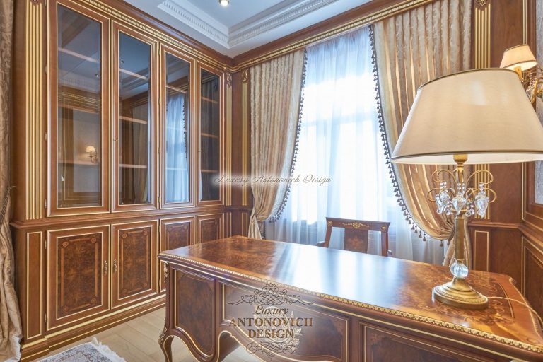 Роскошные гардины в классическом стиле, кухня, коттедж Астана