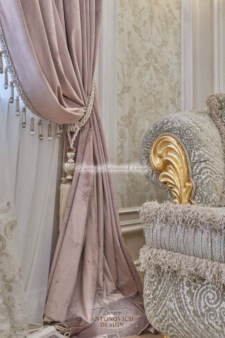 Розкішні штори в класичному стилі, спальня, котедж Астана