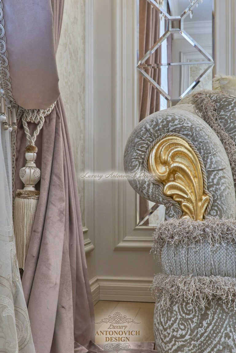 Шторы в роскошной комнате дочери в классическом стиле, коттедж Астана