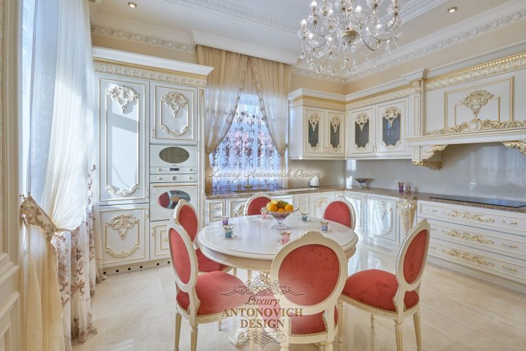 Гардины в классическом стиле с вышивкой, кухня, коттедж Астана