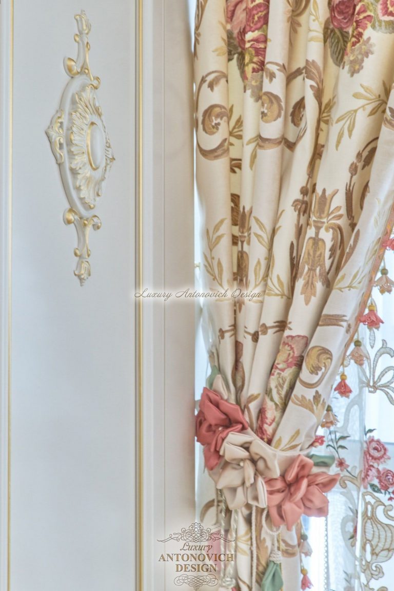 Штори в романтичній кімнаті дочки в класичному стилі, котедж Астана