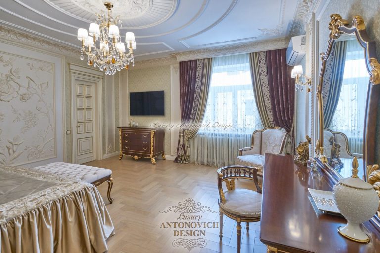 Стильные шторы в классическом стиле, спальня, коттедж Астана
