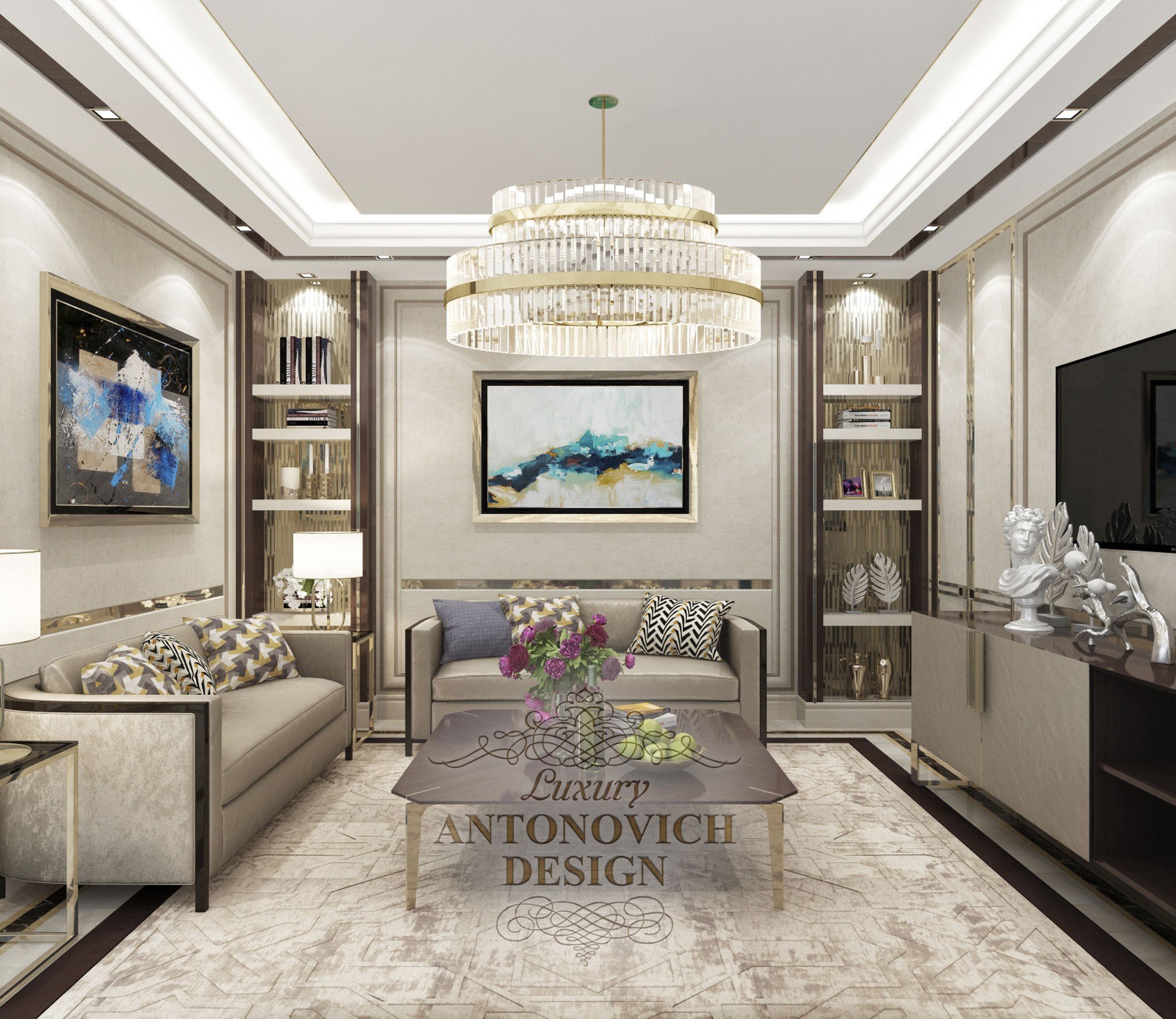 Светло-пастельная комната от студии элитных интерьеров Luxury ANTONOVICH DESIGN