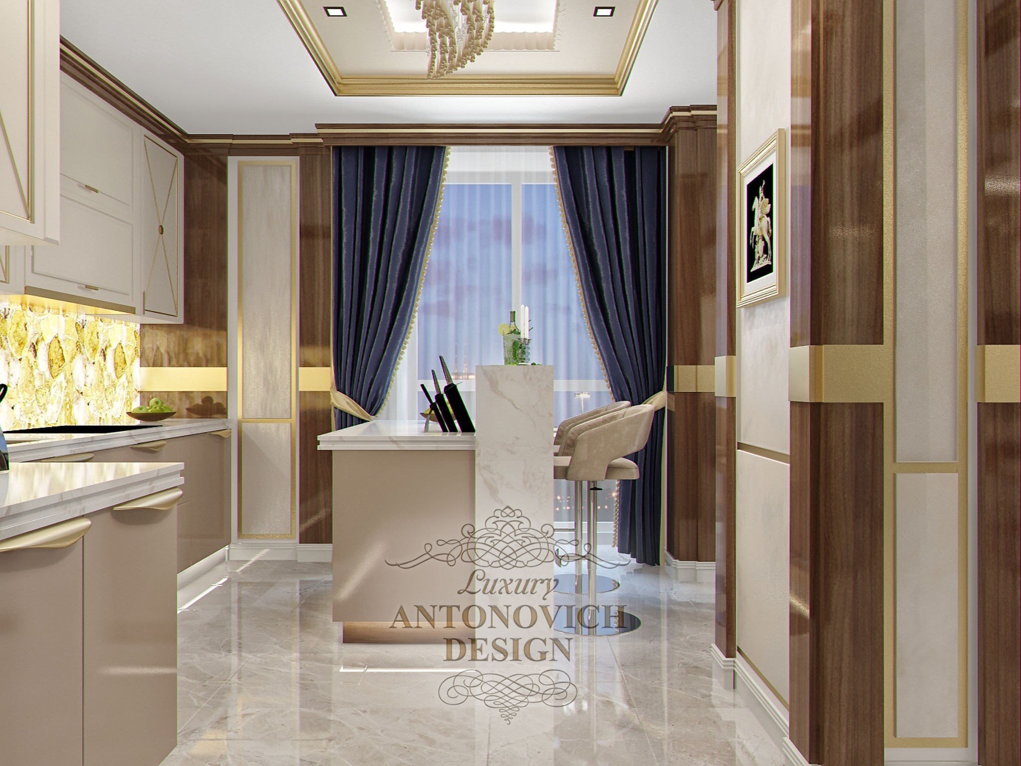 Дизайн душевой комнаты в современной квартире от студии элитных интерьеров Luxury ANTONOVICH DESIGN
