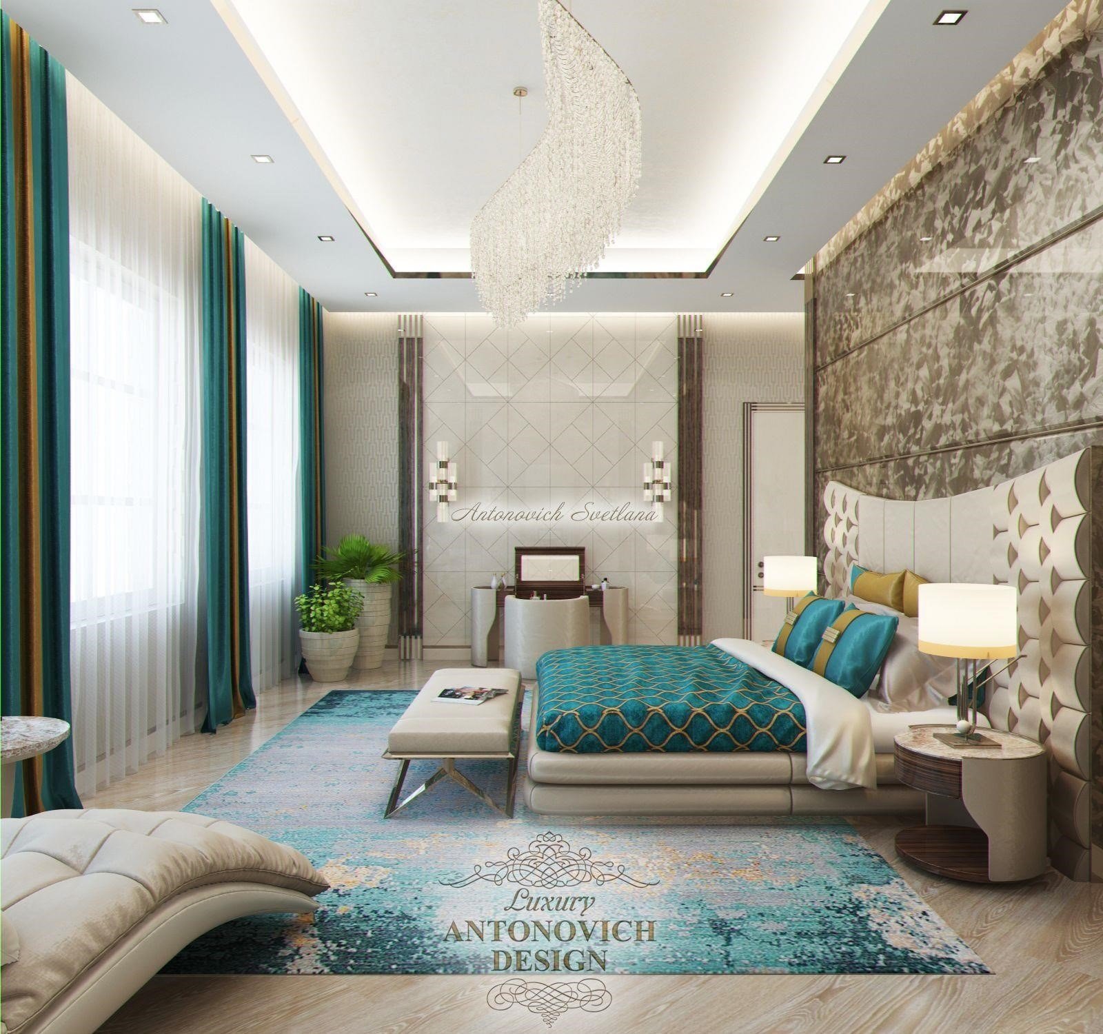 Ванная с голубой мозаикой Luxury ANTONOVICH DESIGN