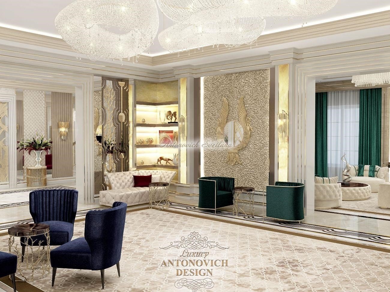 Столовая зона в особняке Luxury ANTONOVICH DESIGN