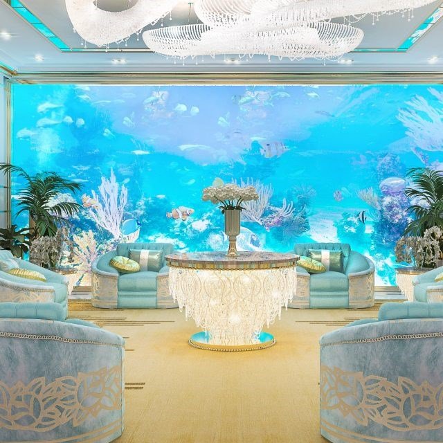 Розкішний дизайн вестибюля з акваріумом превью