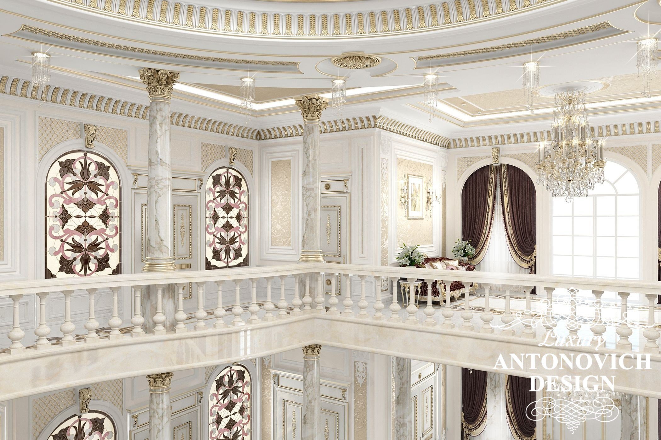 Балюстрада в розкішному палаці від студії елітних інтер'єрів Luxury ANTONOVICH DESIGN