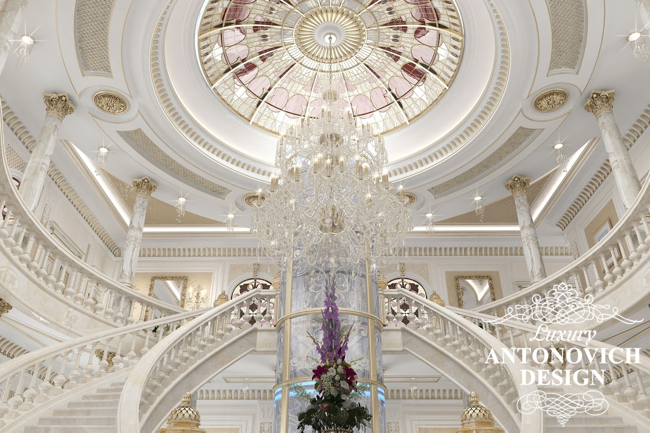 Сходи в розкішному палаці від студії елітних інтер'єрів Luxury ANTONOVICH DESIGN