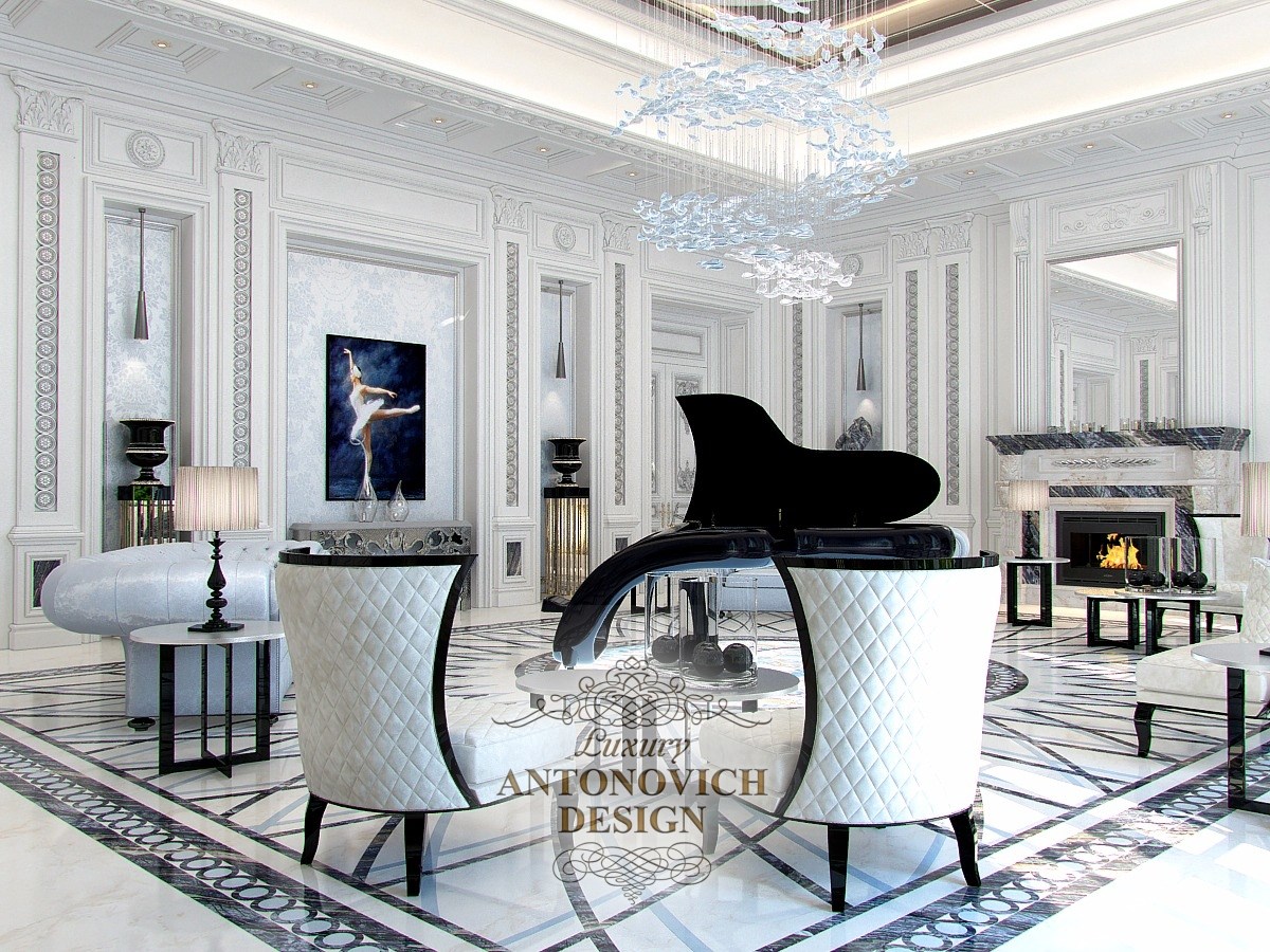 Дизайн кімнати з роялем в найкрасивіших інтер'єрах будинків від студії елітних інтер'єрів Luxury ANTONOVICH DESIGN