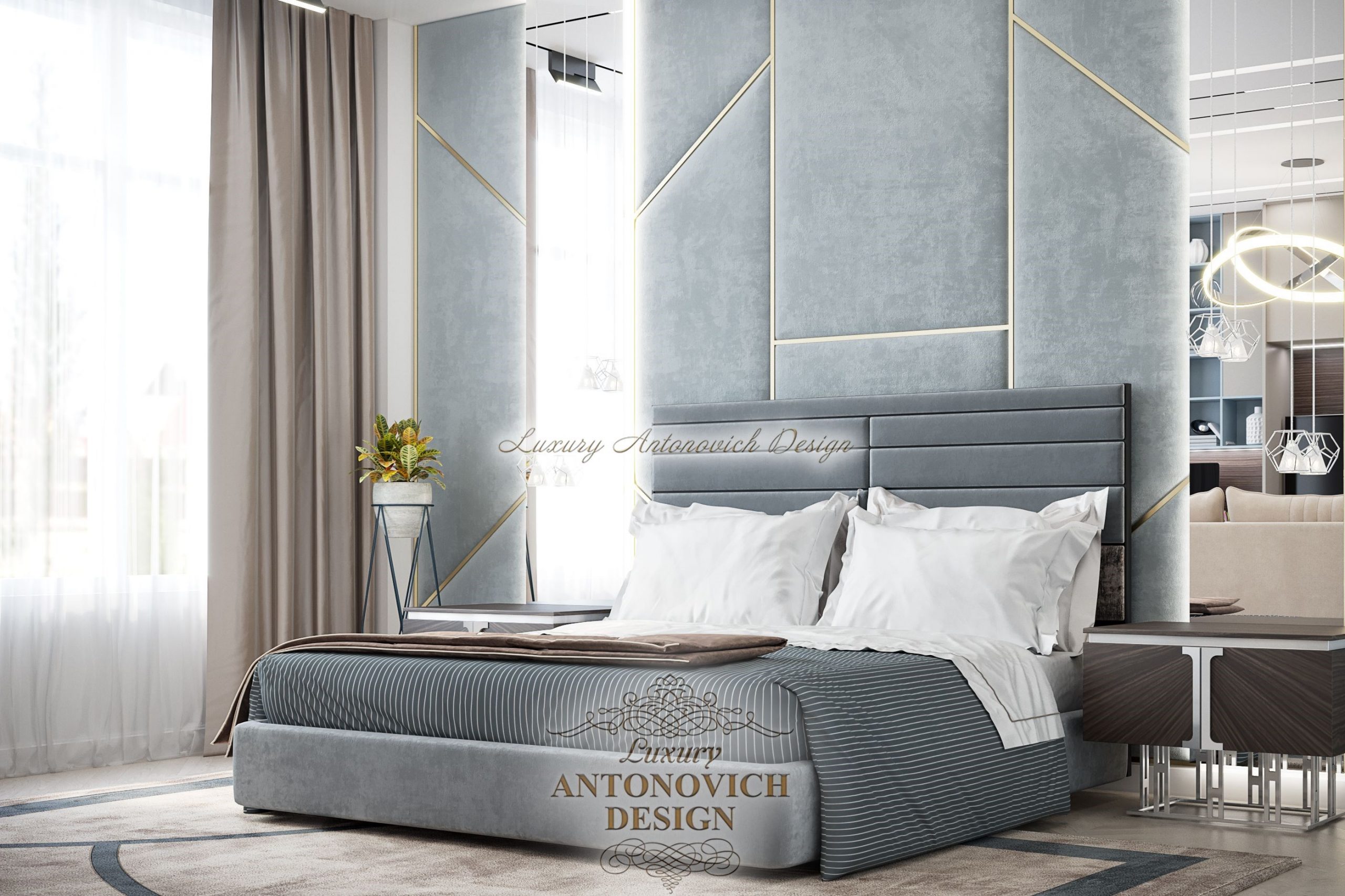 дизайн спальни с диваном