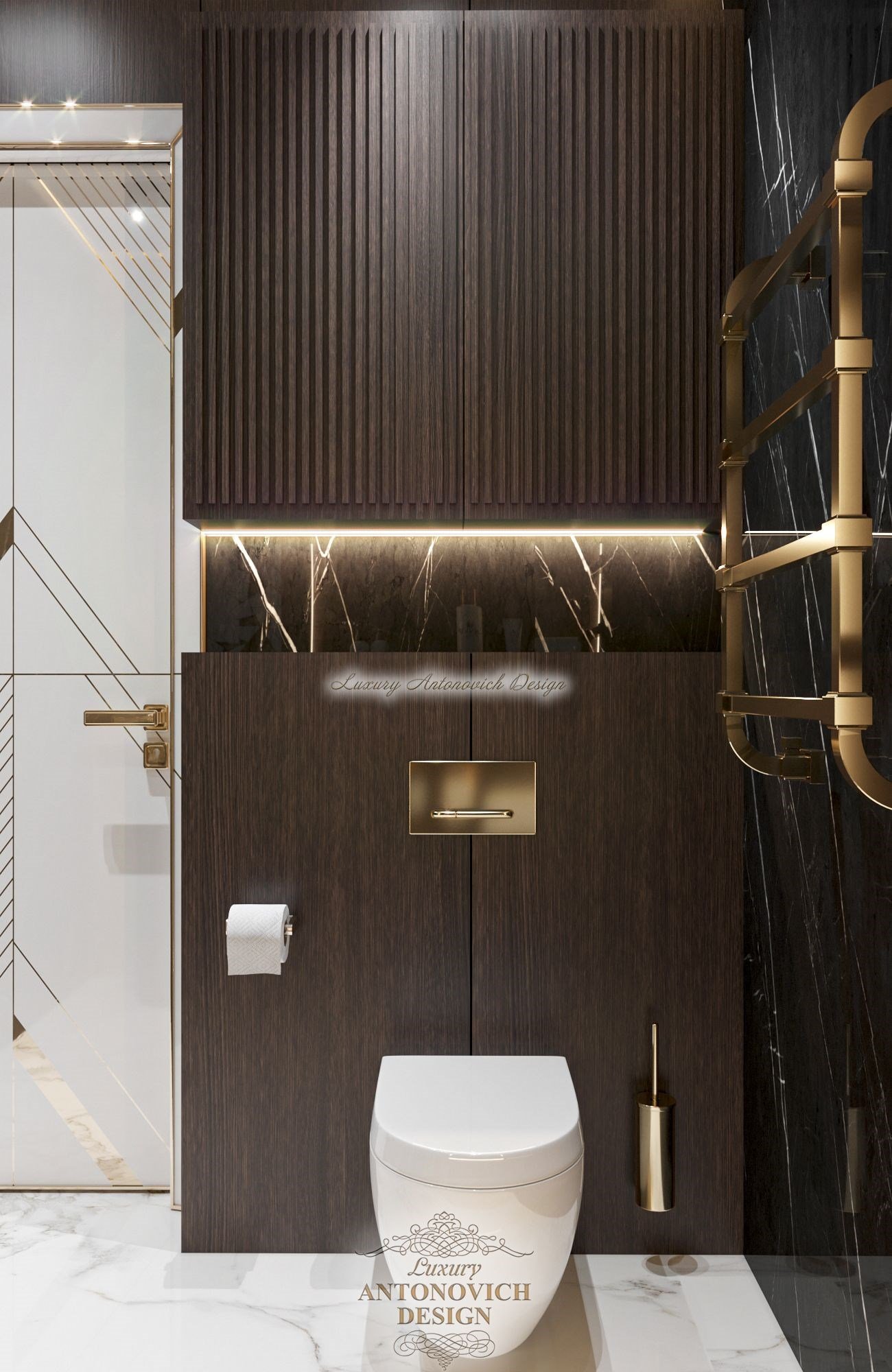 современный дизайн освещения, ванная арт деко, санузел в стиле можерн