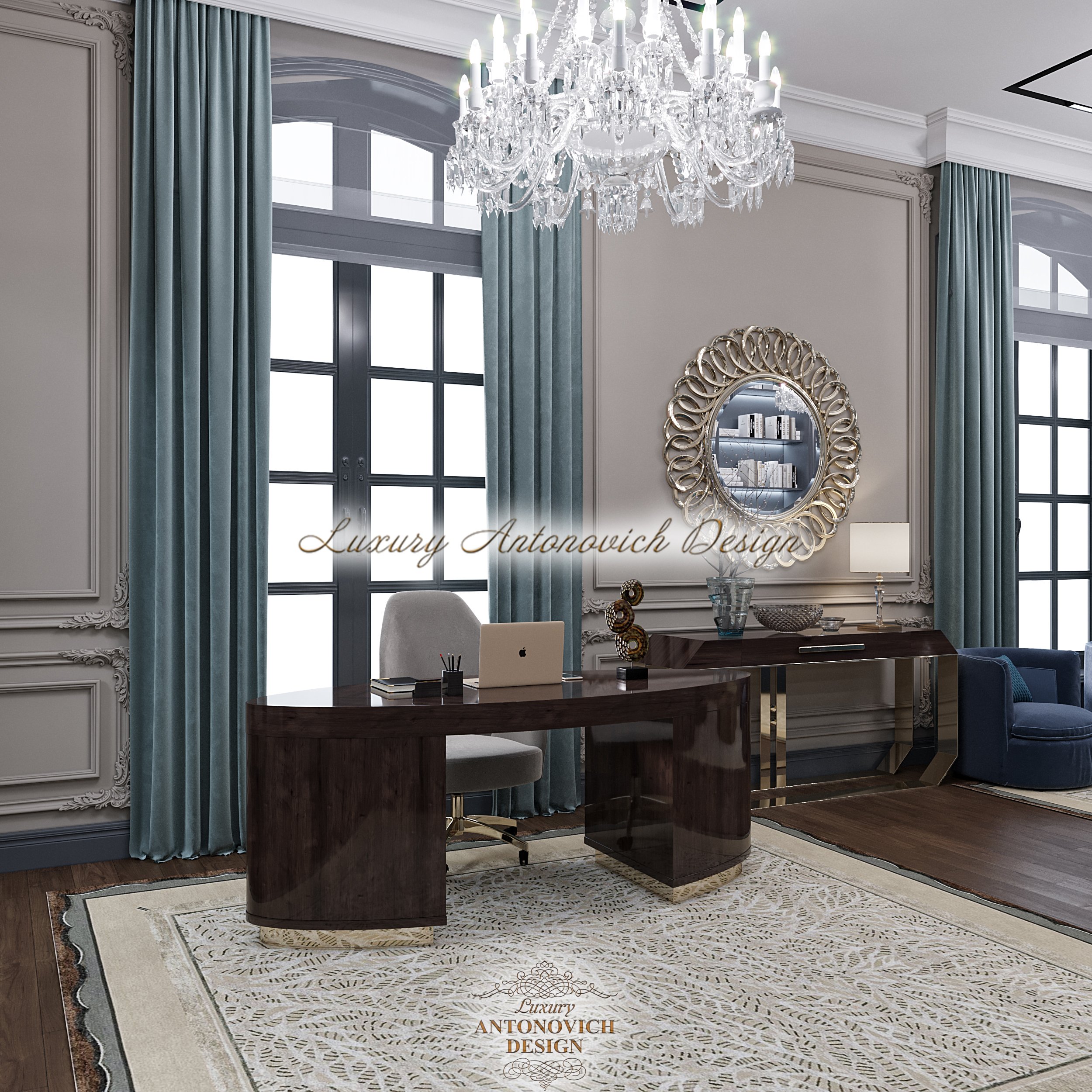 декор роскошного кабинета в классическом стиле