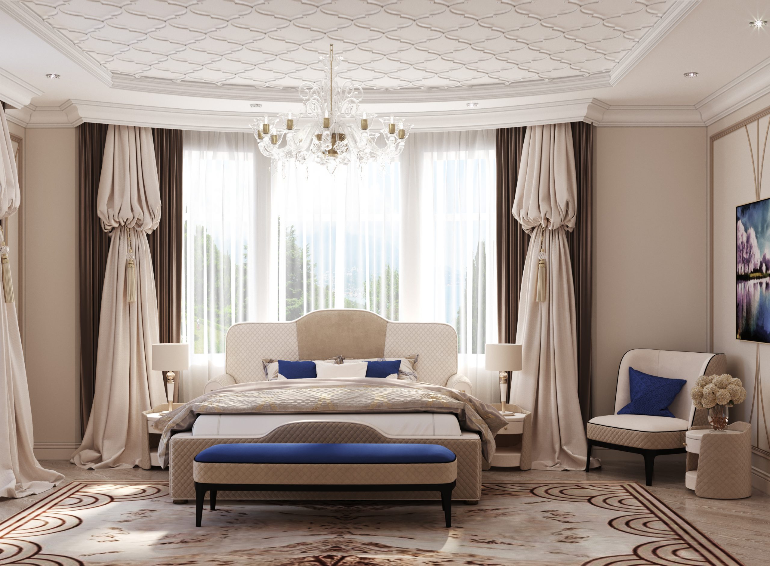 роскошная спальня дизайн интерьера классика