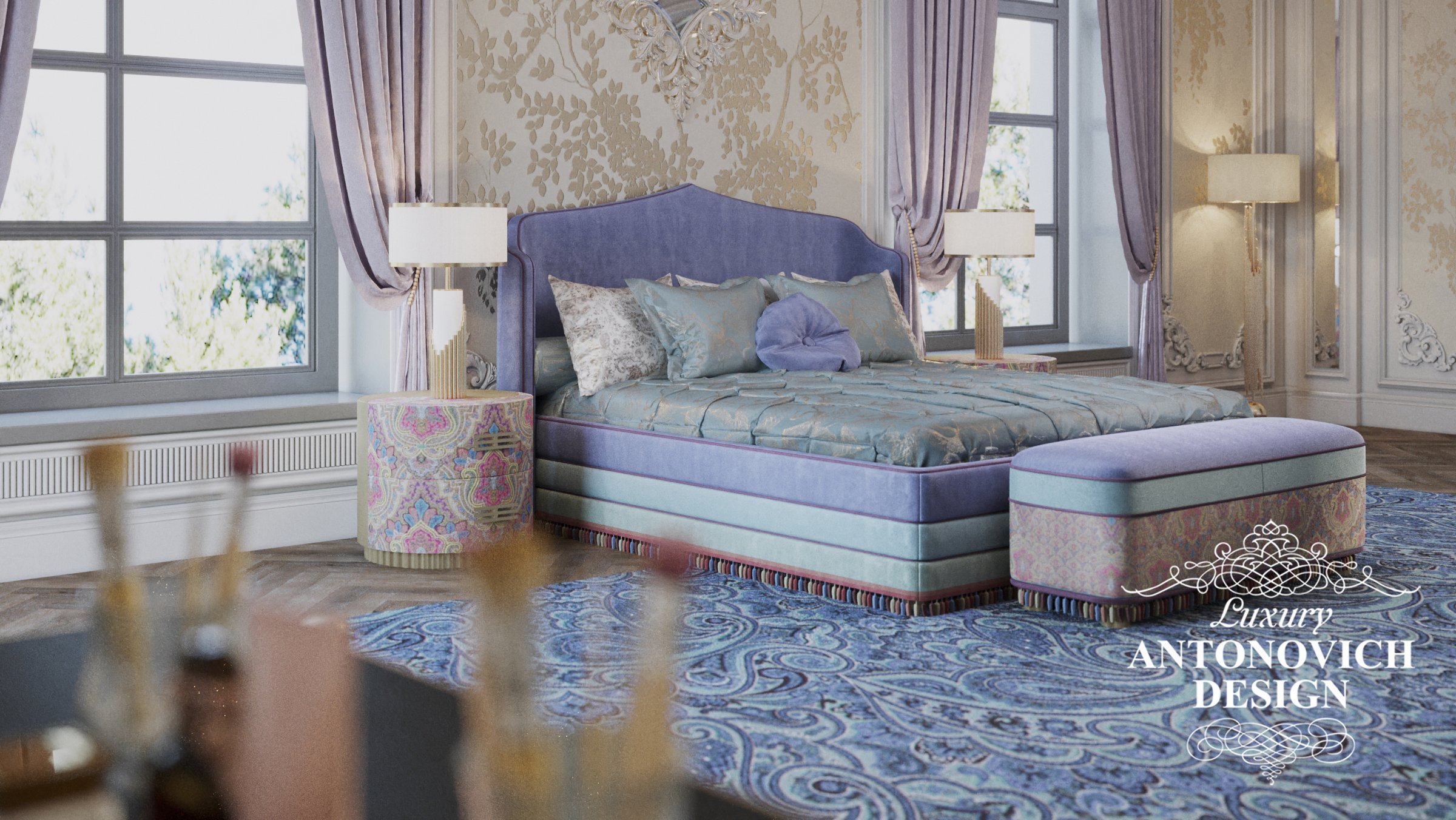 дизайн интерьера спальни в классическом стиле