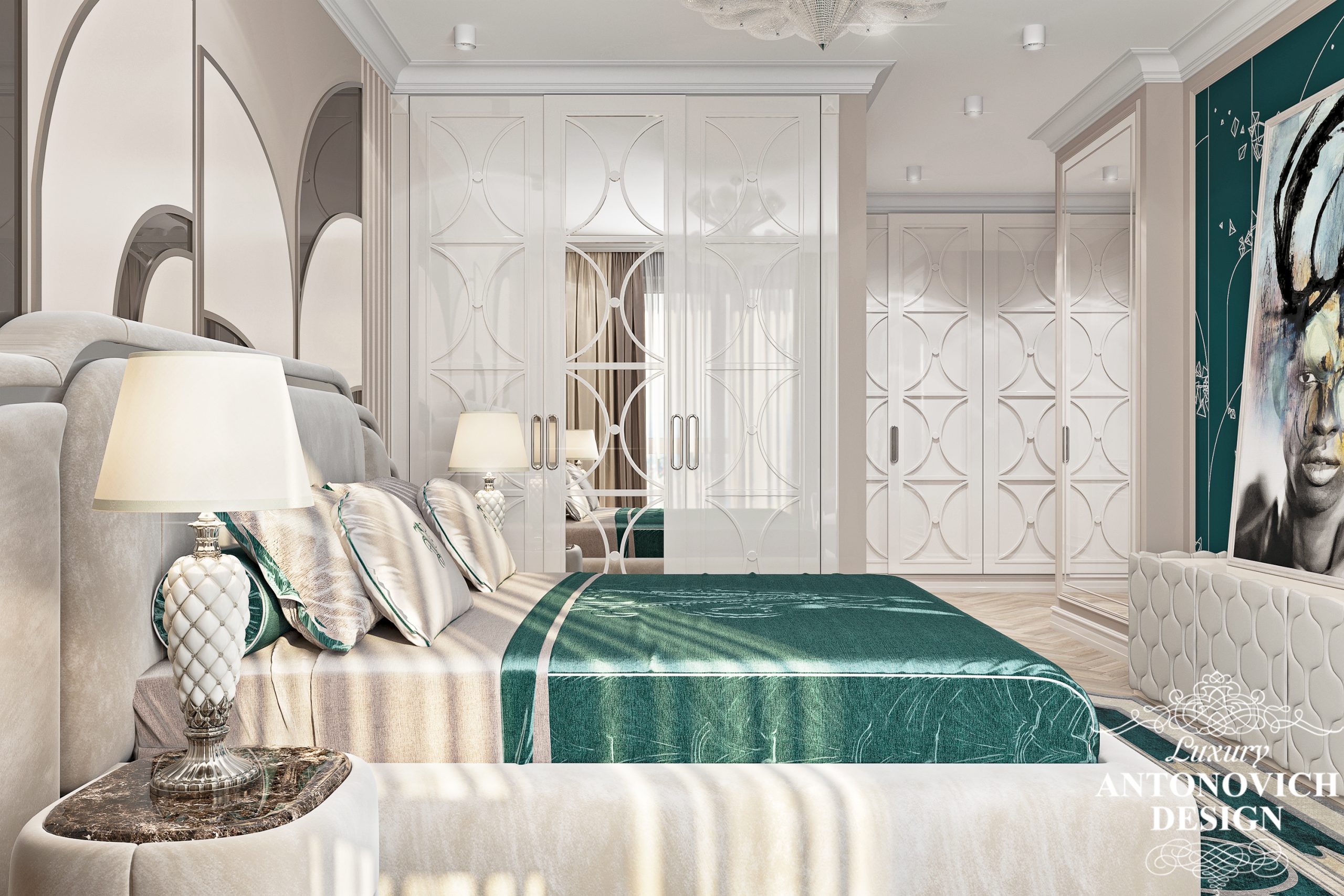 Спальня в неокласичному стилі з елементами ар-деко