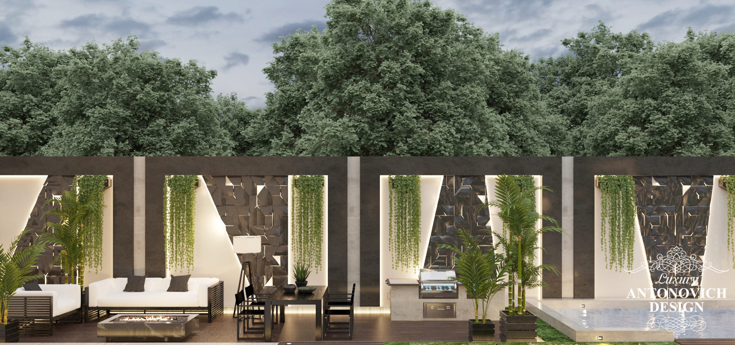 Авторський дизайнерський проект екстер'єру будинку з використанням 3D панелей в дизайні настінного покриття