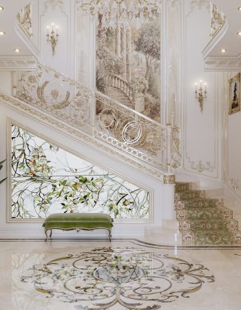 Роскошный холл в классическом стиле в дизайне частной резиденции в Иордании
