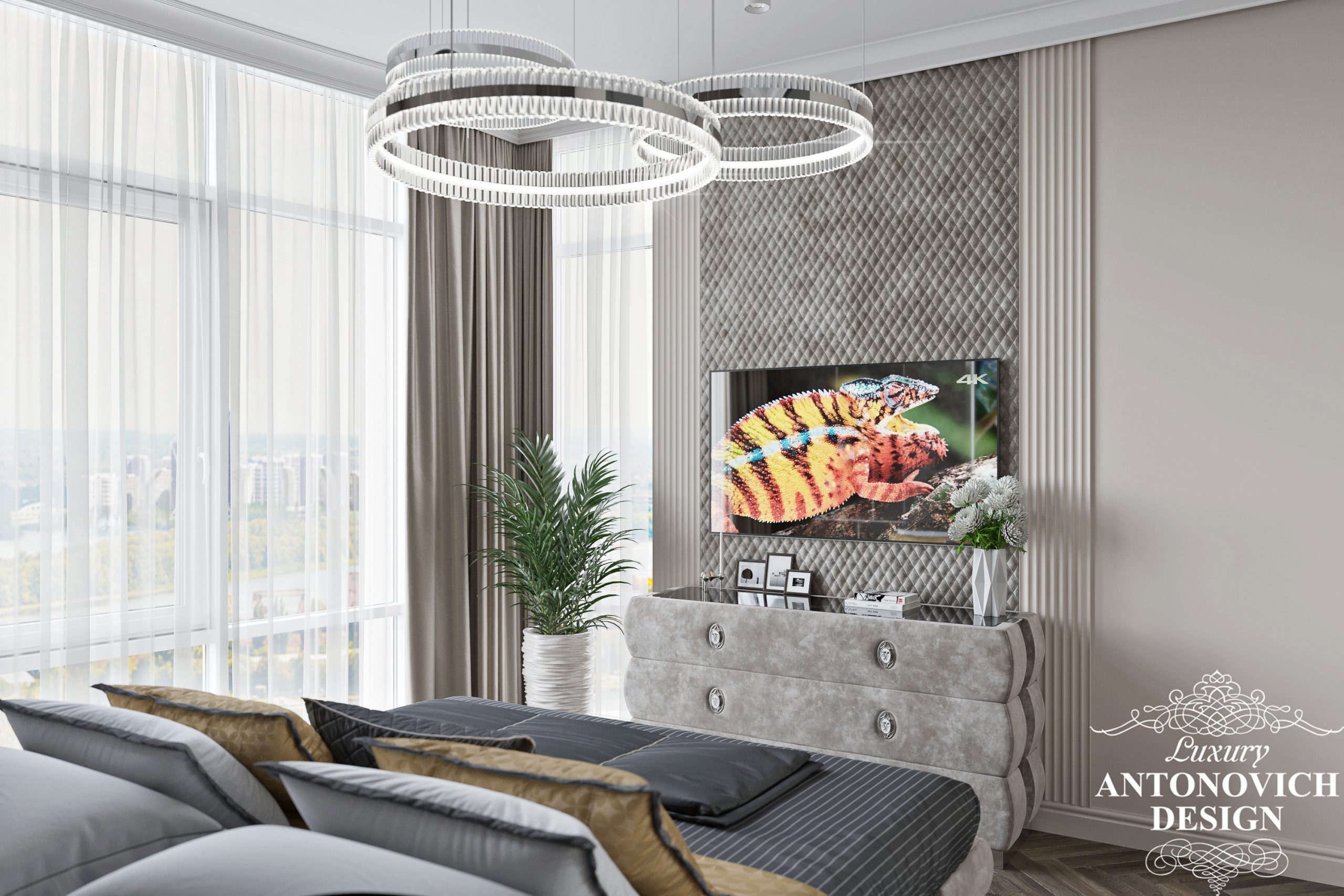 Ексклюзивні дизайнерські меблі і приголомшливе освітлення в авторському проекті дизайнерської спальні