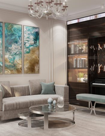 Дизайн интерьера частного кабинета в современном стиле с дизайнерской мебелью и люксовым декором