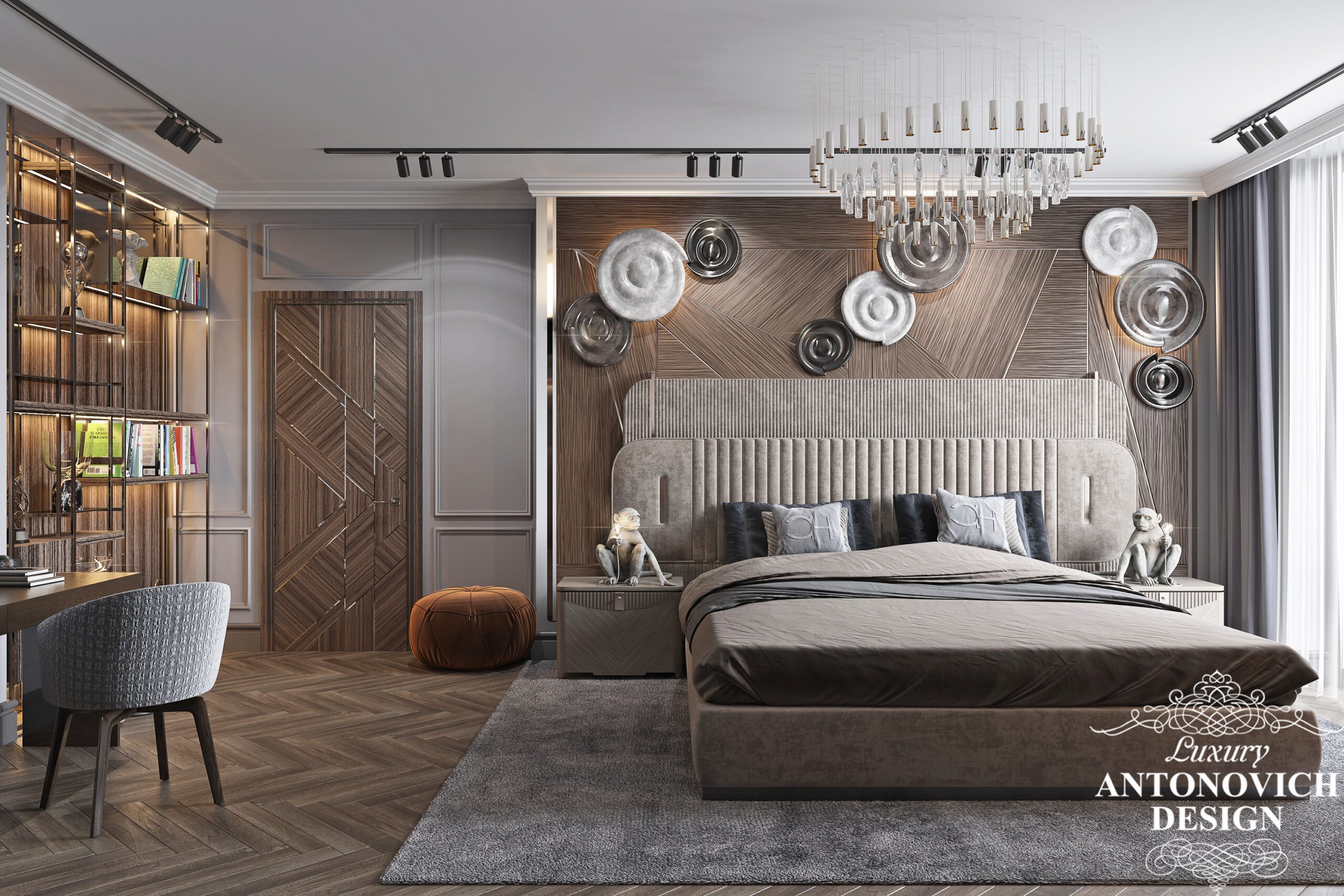 Ліжко з розкішним м'яким узголів'ям з італійського меблевого будинку в проекті стильною спальні для підлітка