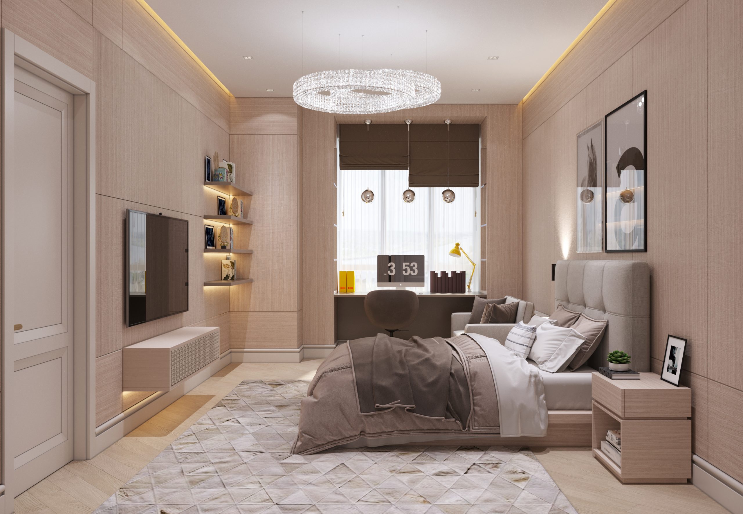 Сучасний трендовий декор в проекті гостьової спальні в інтер'єрі квартири