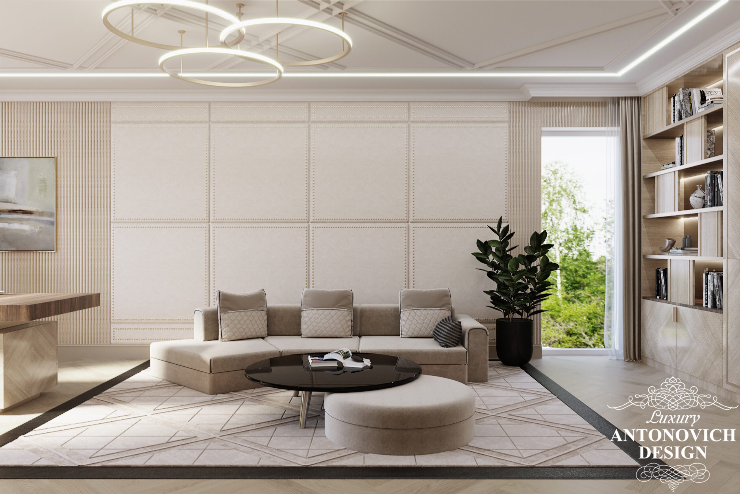Дизайн стильного современного кабинета в светлых оттенках
