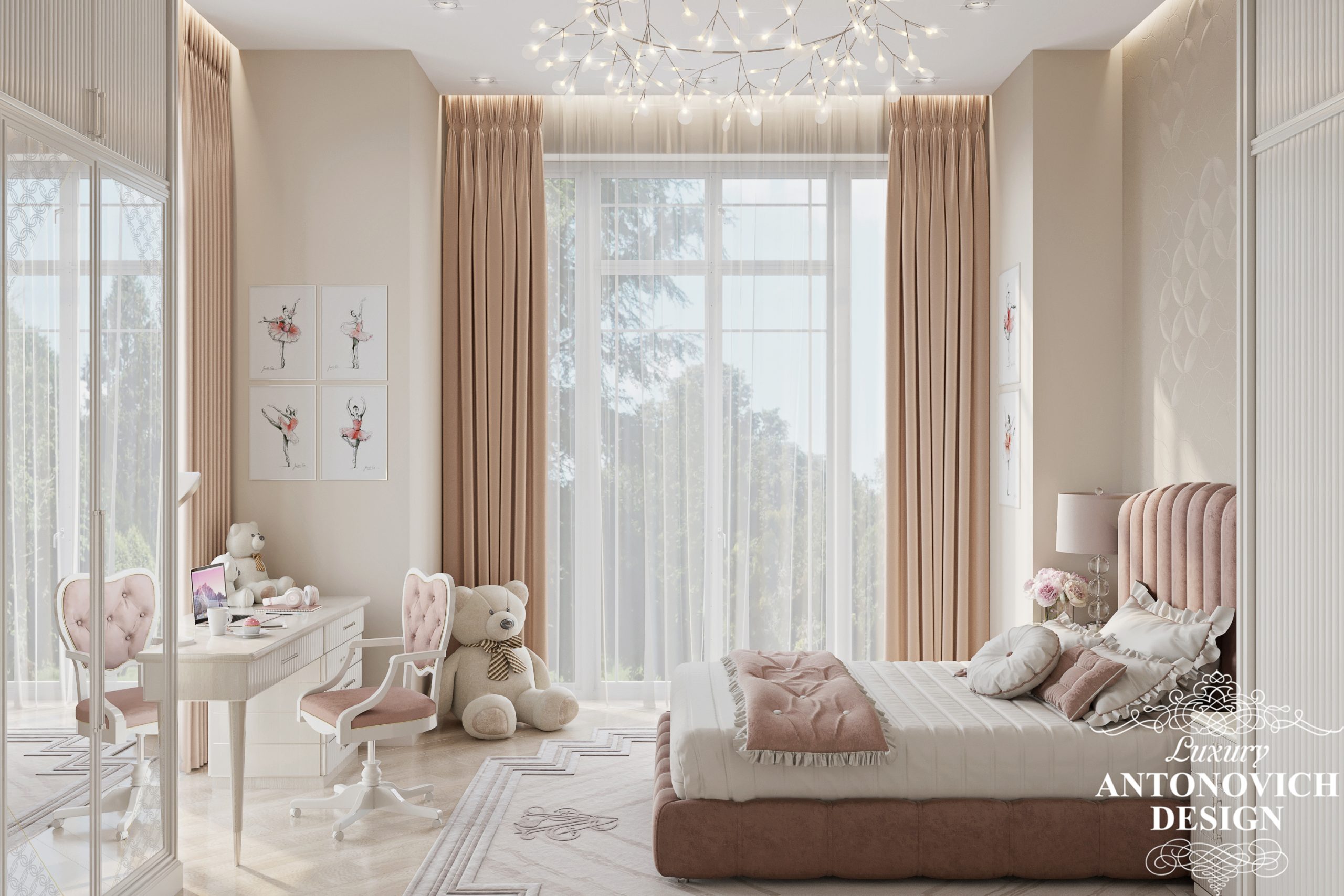 Дизайн проект светлой нежной спальни для девочки