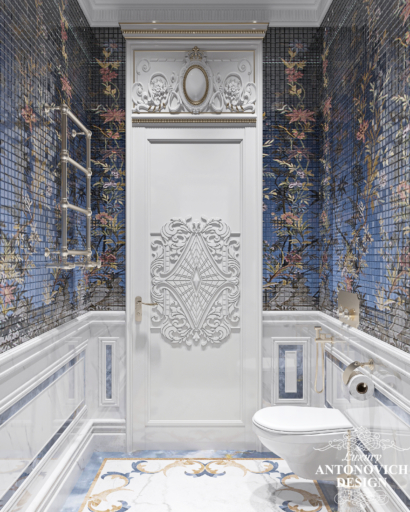 Розкішна ванна кімната в колоніальному класичному стилі. Кращі дизайни ванних кімнат проекті будинку класу люкс.
