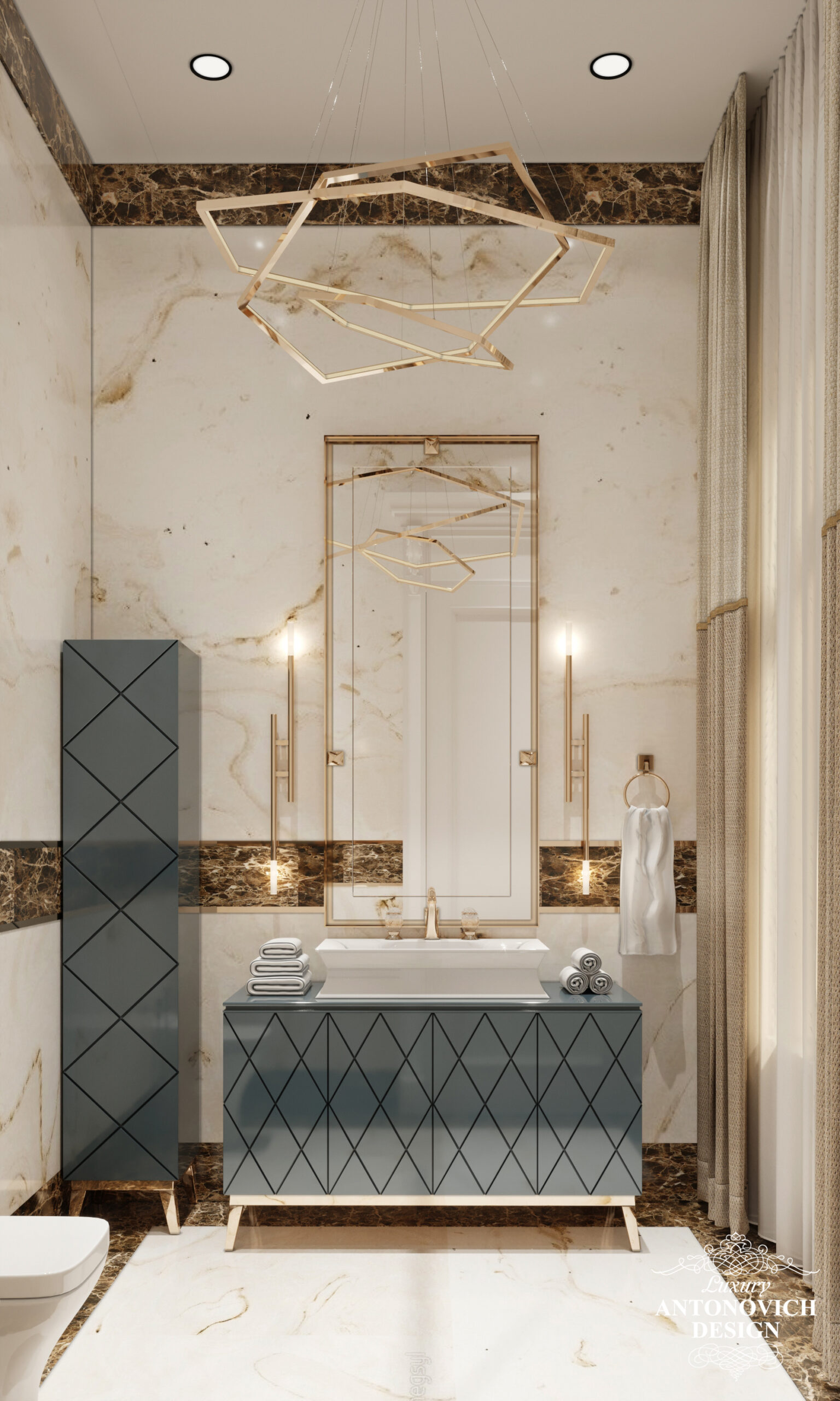 Дизайн гостевого санузла. Мрамор в дизайне ванной комнаты