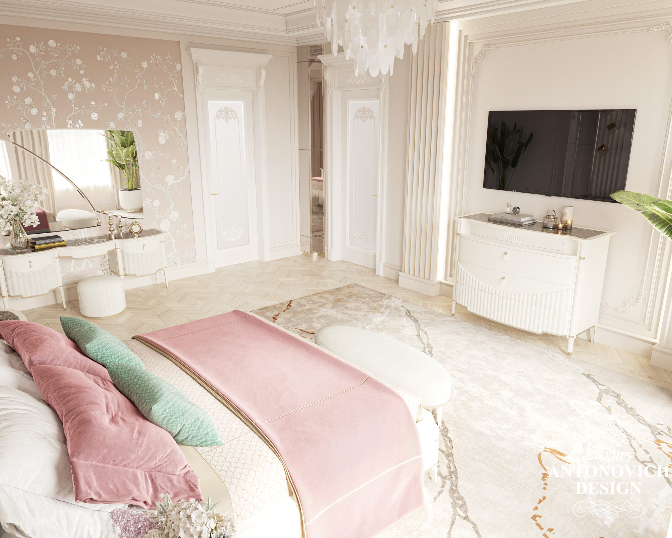 Дизайн спальні для дівчини. Пастельні відтінки в інтер'єрі елітної жіночої спальні