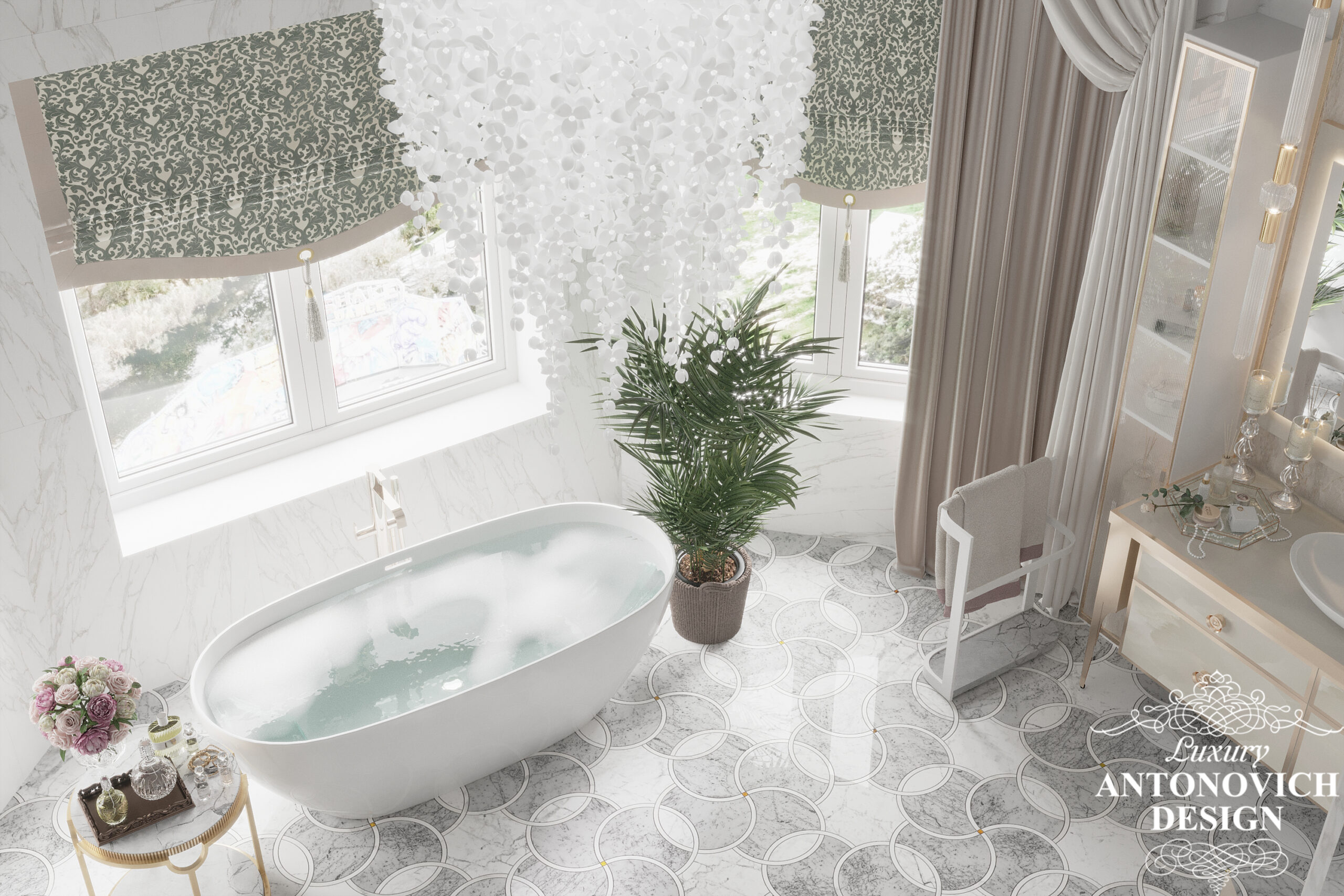 Дизайн ванної неокласика, сучасна ванна, італійська сантехніка, італійські меблі, дизайн апатаментов преміум-класу. Дизайн ванної в проекті будинку