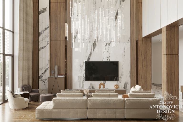мармур, мармурова стінна панель в ТВ-зоні, натуральне дерево, екологічні матеріал преміальної якості, італійська елітні меблі в дизайні бізнес апартаментів. Сучасний дизайн квартири.
