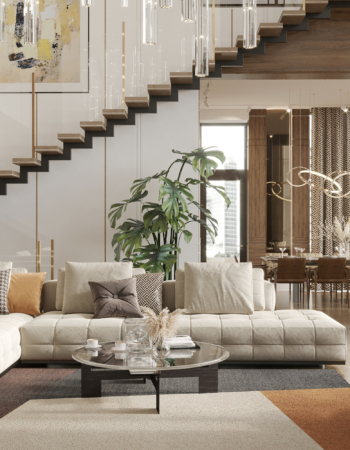 дизайн гостиной в стиле неокласссика с комфортными мягкими диванами и ТВ-зоной. американская классика интерьер