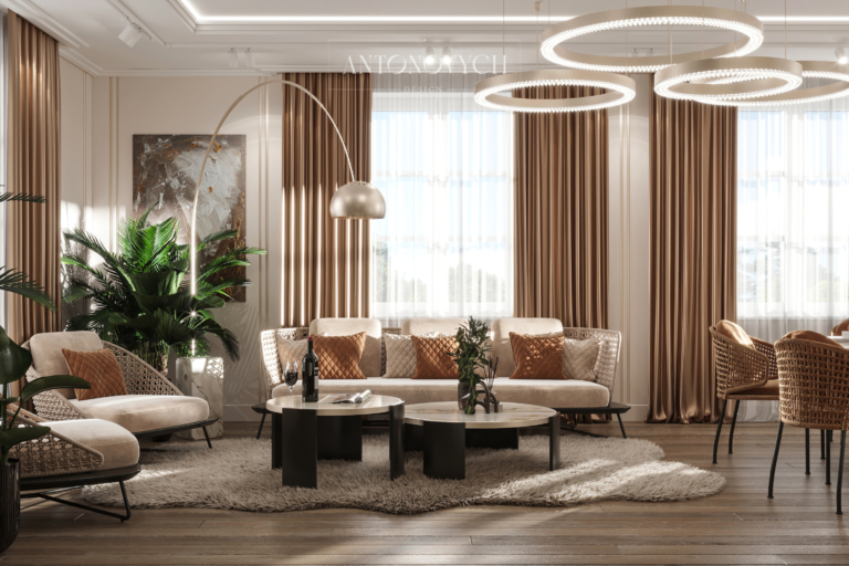Дизайн гостиной с роскошным мебельным гарнитуром